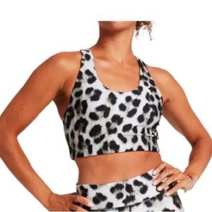 Terez New York Snow Leopard Scoop Neck Racerback Sports Bra Size Large NWOT